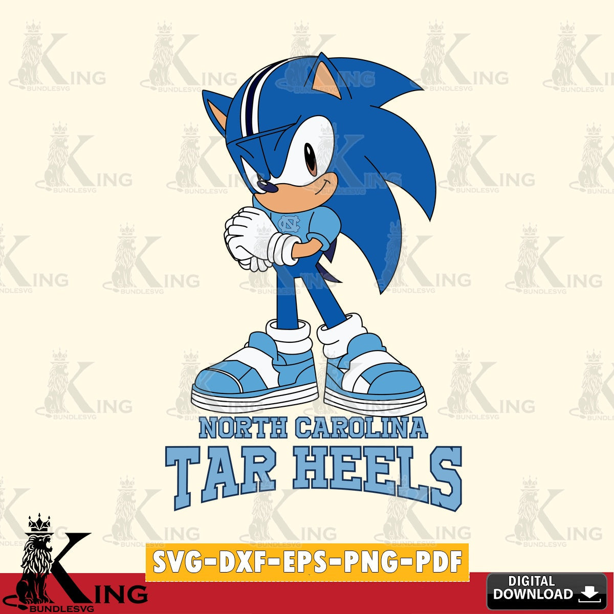 North Carolina Tar Heels Sonic cute Football SVG file, Vector , Digital Download , PDF File , Instant Download