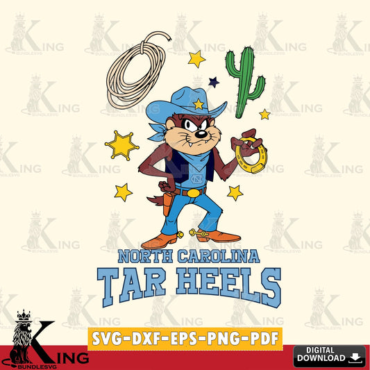 North Carolina Tar Heels Taz Cowboy Western SVG file, Cut file  , Digital Download , Instant Download, Taz svg, NCAA svg