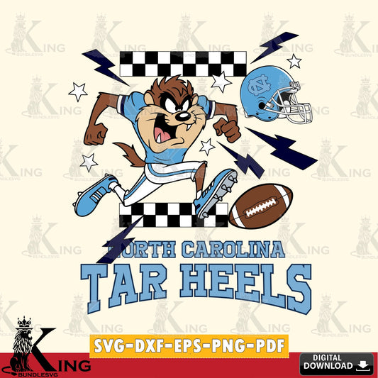 North Carolina Tar Heels Taz Football Lightning SVG file, Cut file  , Digital Download , Instant Download, Taz svg, NCAA svg
