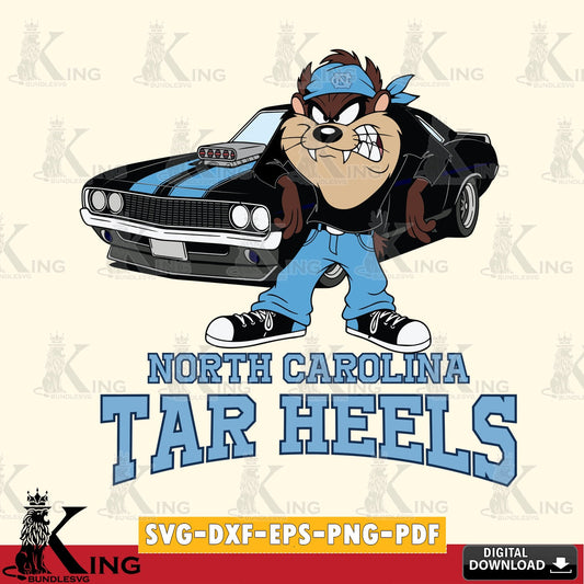 North Carolina Tar Heels Taz Racing Car SVG file, Cut file  , Digital Download , Instant Download, Taz svg, NCAA svg