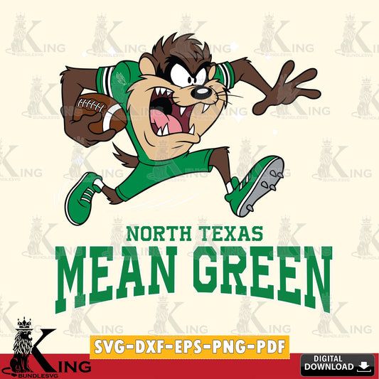 North Texas Mean Green Angry Taz Football SVG file, Cut file  , Digital Download , Instant Download, Taz svg, NCAA svg