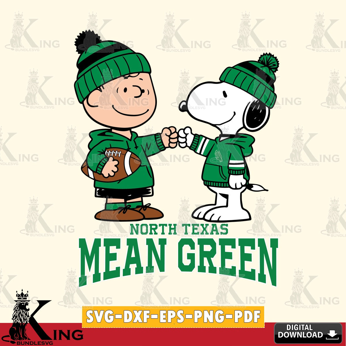 North Texas Mean Green CharlieBrown Football Fist Bump SVG, Cricut, Cut file  , Digital Download , Instant Download, Peanuts svg, NCAA svg, Football svg, Sport svg