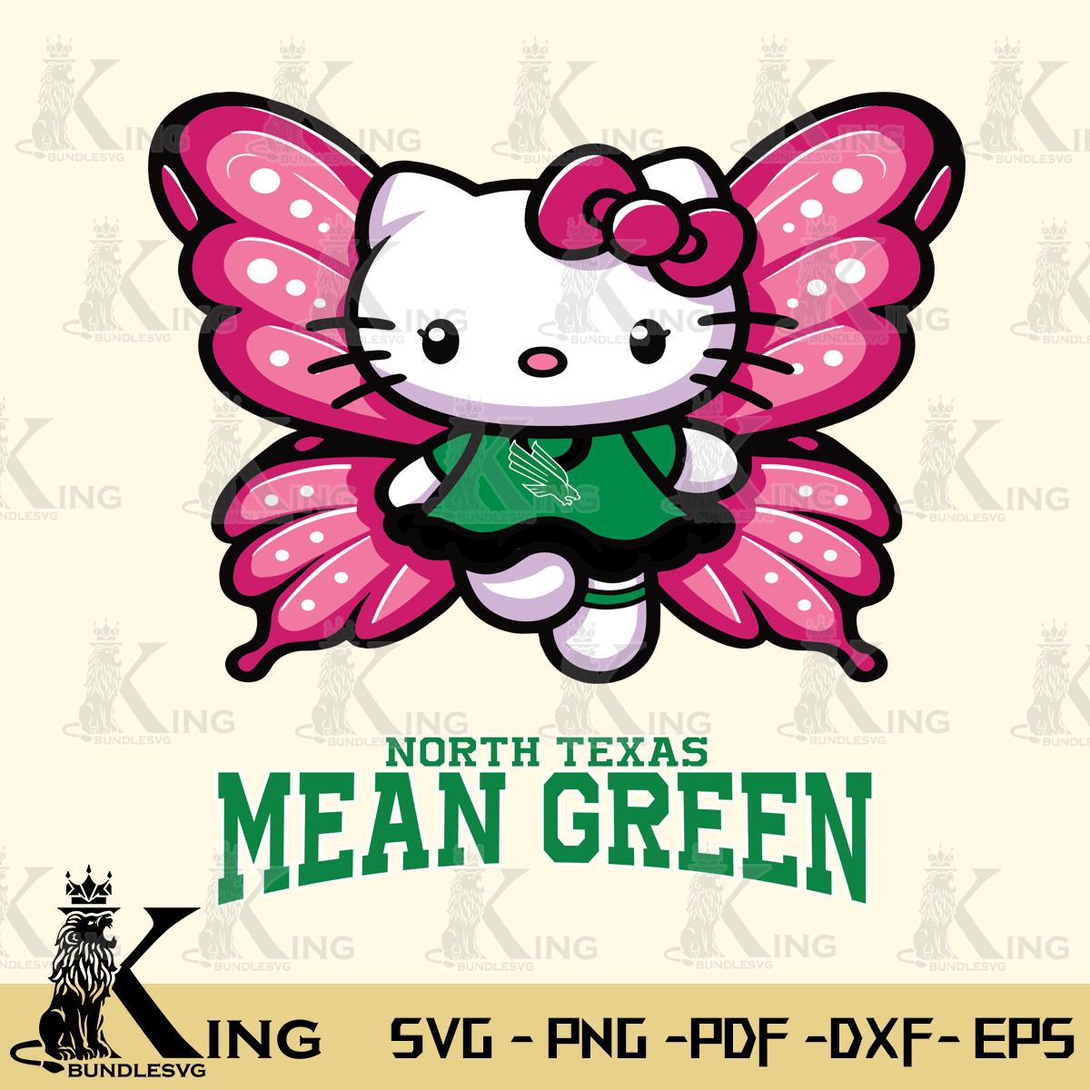 North Texas Mean Green Hello Kitty Dreamscape Svg Eps Dxf Png File, Digital Download