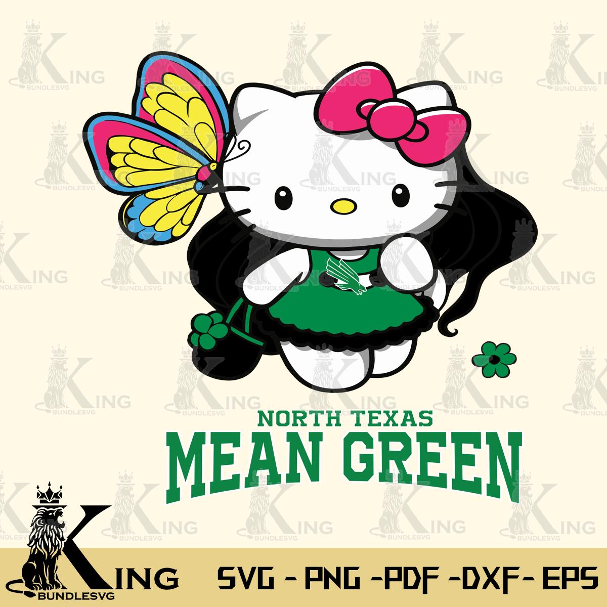 North Texas Mean Green Kitty Cartoon Svg Eps Dxf Png File, Digital Download