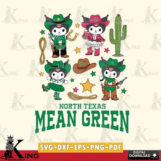 North Texas Mean Green Kuromi Cowboy Western SVG file, Cricut, Cut file  , Digital Download , Instant Download, Sanrio svg, Clipart