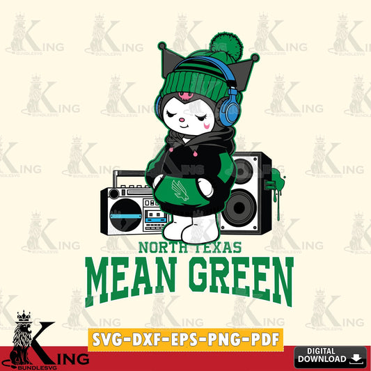 North Texas Mean Green Kuromi Football Music SVG file, Cricut, Cut file  , Digital Download , Instant Download, Sanrio svg, Clipart