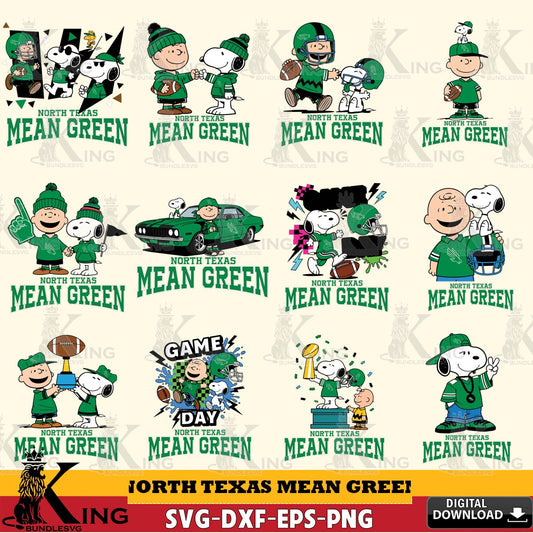 North Texas Mean Green Peanuts Football NCAA Bundle SVG, Cricut, Cut file  , Digital Download , Instant Download, Peanuts svg, NCAA svg, Football svg, Sport svg