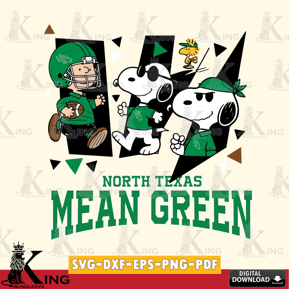 North Texas Mean Green Peanuts Joe Cool SVG, Cricut, Cut file  , Digital Download , Instant Download, Peanuts svg, NCAA svg, Football svg, Sport svg