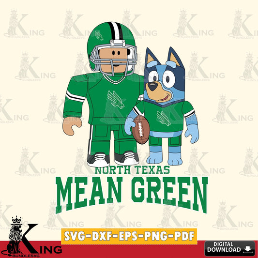 North Texas Mean Green Roblox & Bluey Football SVG file , NCAA Cricut,  File cut , Digital Download , PDF File