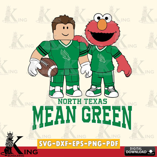 North Texas Mean Green Roblox & Elmo Football SVG file , NCAA Cricut,  File cut , Digital Download , PDF File