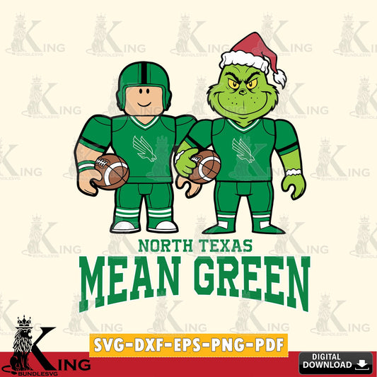North Texas Mean Green Roblox & Grinch Football SVG file , NCAA Cricut,  File cut , Digital Download , PDF File