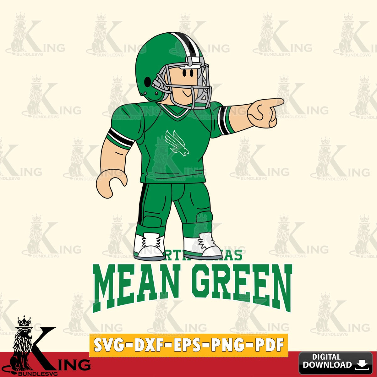 North Texas Mean Green Roblox Player Football SVG file , NCAA Cricut,  File cut , Digital Download , PDF File