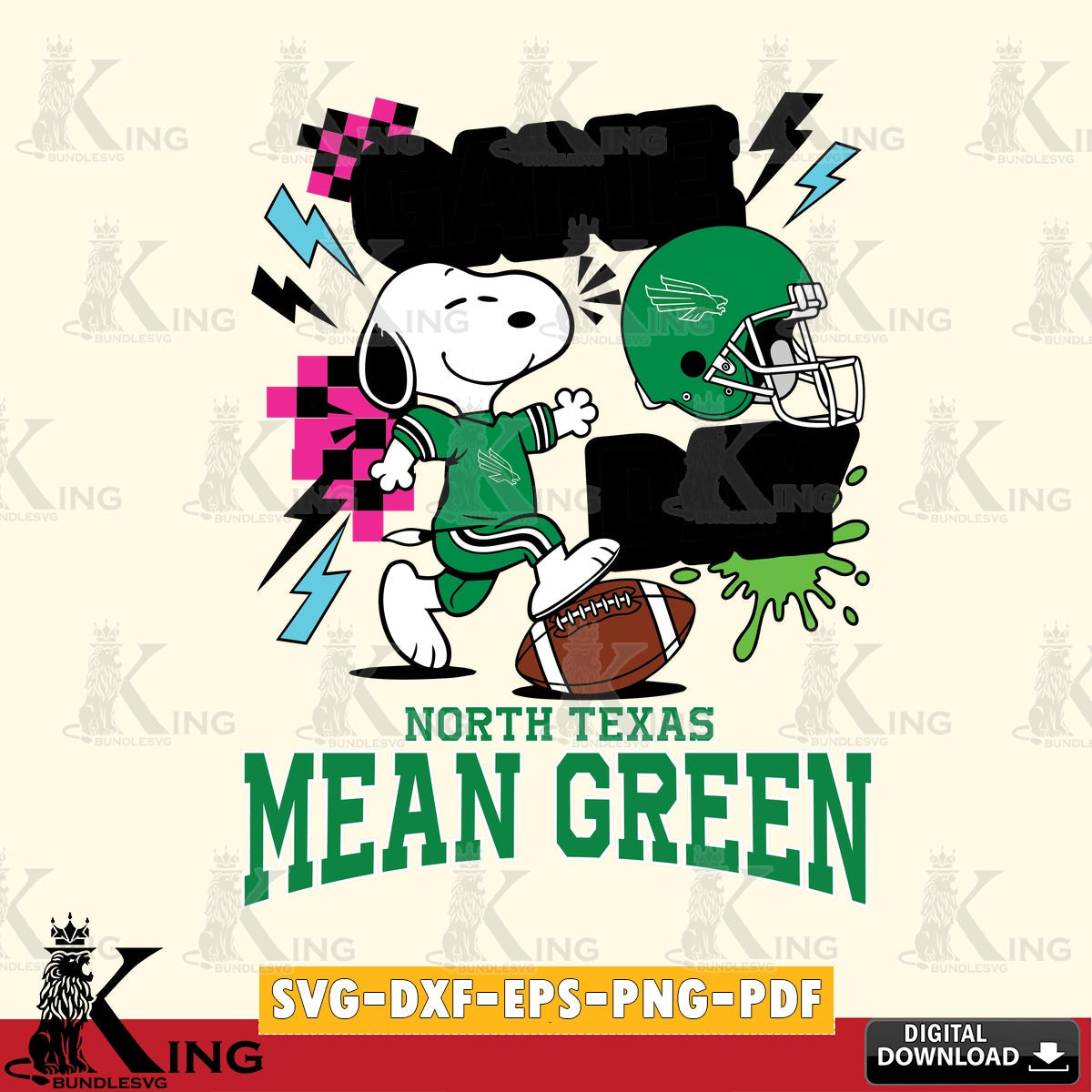 North Texas Mean Green Snoopy Game day SVG, Cricut, Cut file  , Digital Download , Instant Download, Peanuts svg, NCAA svg, Football svg, Sport svg