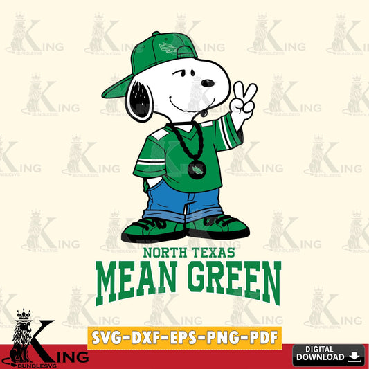 North Texas Mean Green Snoopy Say hi SVG, Cricut, Cut file  , Digital Download , Instant Download, Peanuts svg, NCAA svg, Football svg, Sport svg