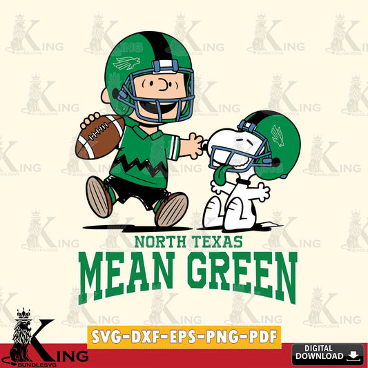 North Texas Mean Green Snoopy and Peanut Fun SVG, Cricut, Cut file  , Digital Download , Instant Download, Peanuts svg, NCAA svg, Football svg, Sport svg