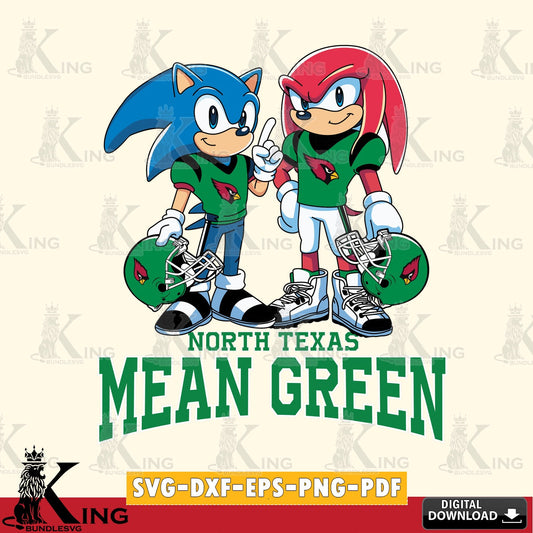 North Texas Mean Green Sonic And Knuckles Football SVG file, Vector , Digital Download , PDF File , Instant Download