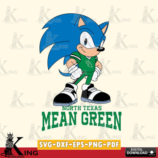 North Texas Mean Green Sonic Football Star Mascot SVG file, Vector , Digital Download , PDF File , Instant Download