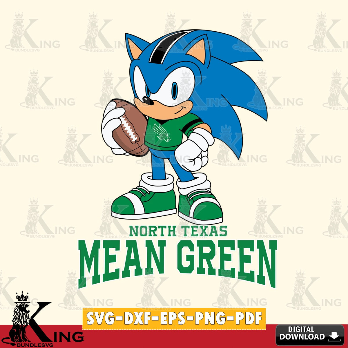 North Texas Mean Green Sonic Game Day Ready SVG file, Vector , Digital Download , PDF File , Instant Download