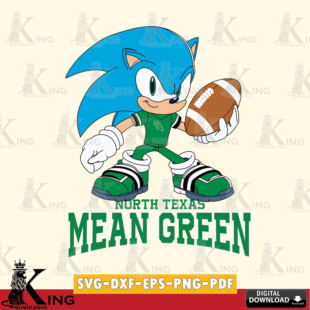 North Texas Mean Green Sonic Rugby SVG file, Vector , Digital Download , PDF File , Instant Download