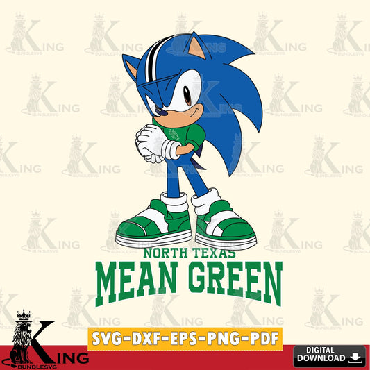 Eye-catching graphic of a North Texas Mean Green Sonic cute Football vector art for engraving, cutting, and printing