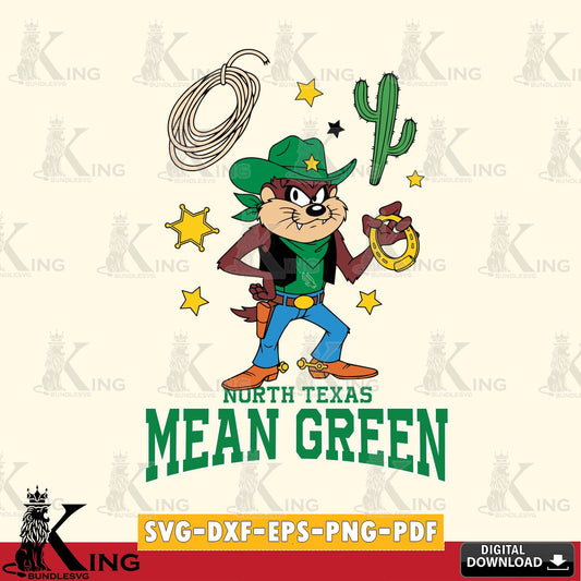 North Texas Mean Green Taz Cowboy Western SVG file, Cut file  , Digital Download , Instant Download, Taz svg, NCAA svg