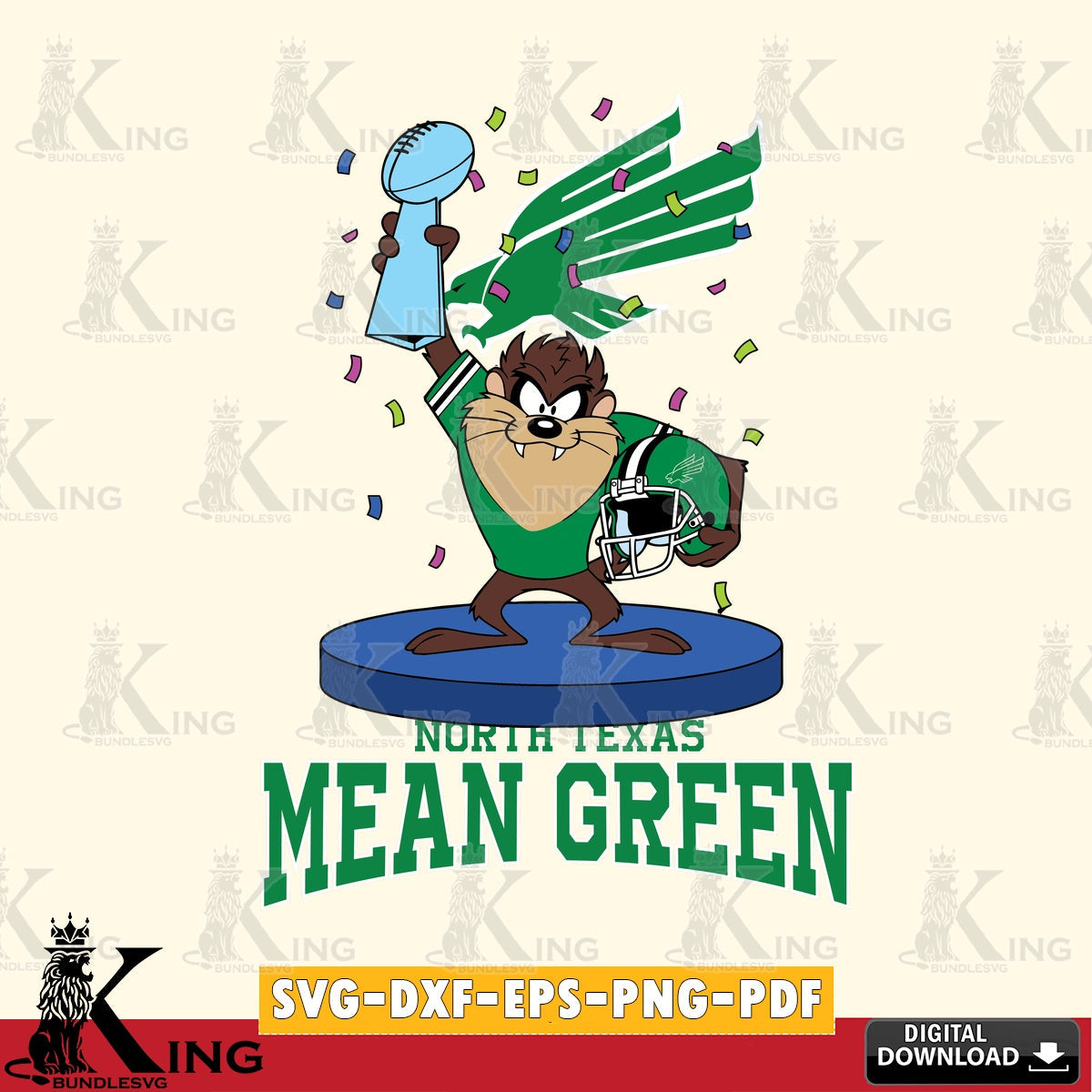 North Texas Mean Green Taz Trophy Podium SVG file, Cut file  , Digital Download , Instant Download, Taz svg, NCAA svg