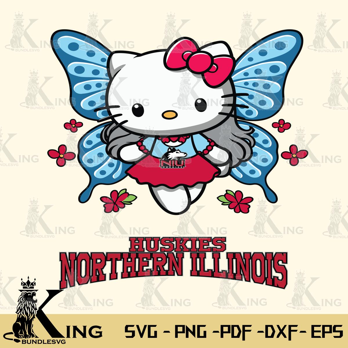 Northern Illinois Huskies Butterfly Kitty Charm Svg Eps Dxf Png File, Digital Download