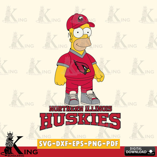 High-quality graphic of Northern Illinois Huskies Homer Simpson Football, a digital download for Cricut Maker and paper crafts.