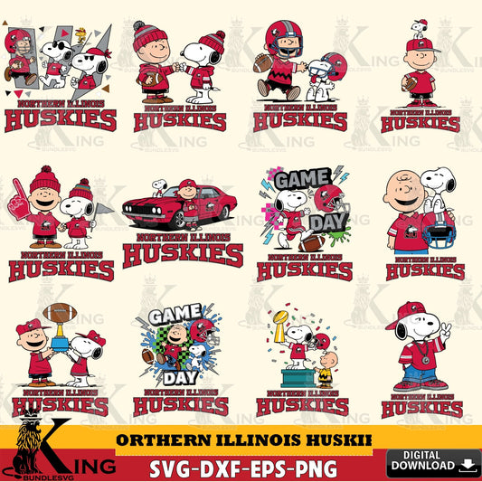 Northern Illinois Huskies Peanuts Football NCAA Bundle SVG, Cricut, Cut file  , Digital Download , Instant Download, Peanuts svg, NCAA svg, Football svg, Sport svg