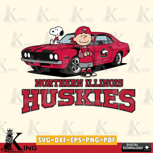 Northern Illinois Huskies Peanuts Muscle Car SVG, Cricut, Cut file  , Digital Download , Instant Download, Peanuts svg, NCAA svg, Football svg, Sport svg