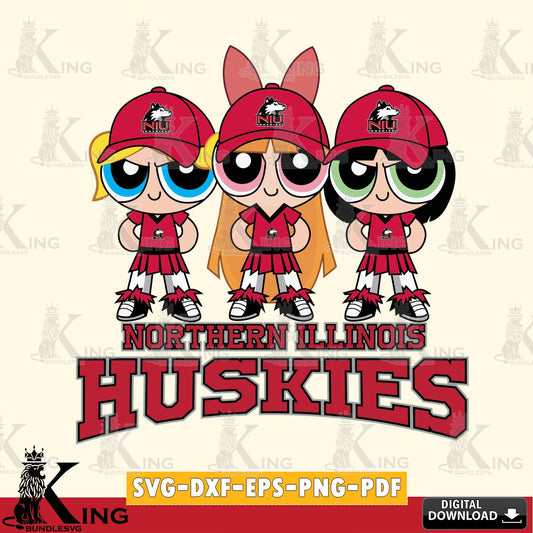Digital download featuring Northern Illinois Huskies PowerPuff Girls Football, crafting file for iron-on transfer and vinyl
