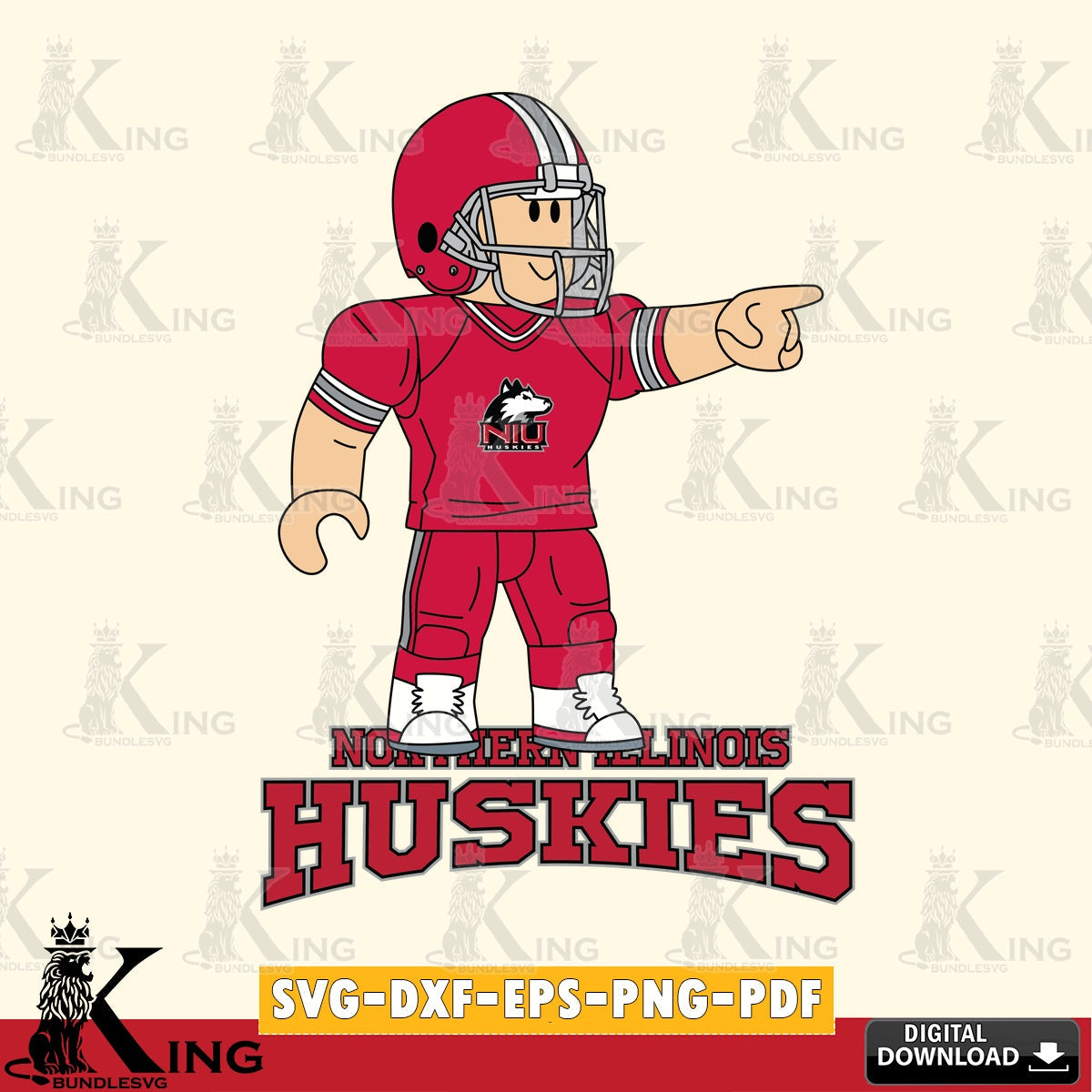 Northern Illinois Huskies Roblox Player Football SVG file , NCAA Cricut,  File cut , Digital Download , PDF File