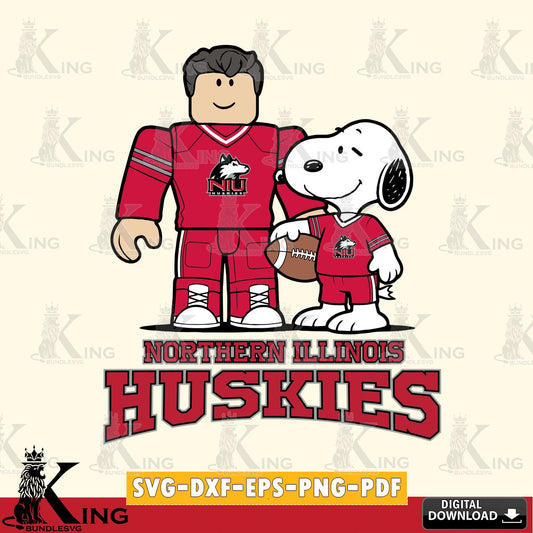 Northern Illinois Huskies Roblox & Snoopy Football SVG file , NCAA Cricut,  File cut , Digital Download , PDF File