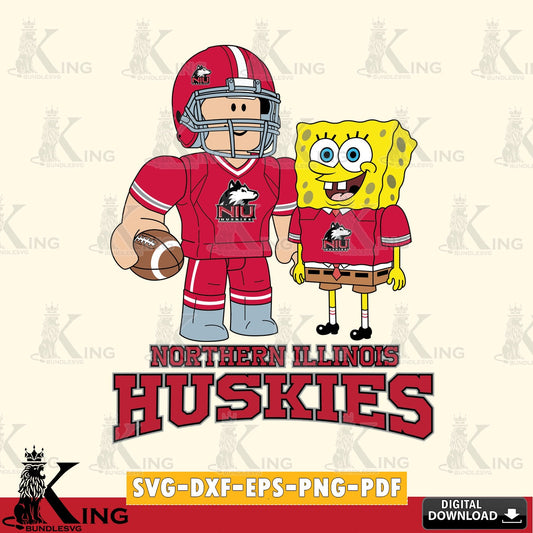 Northern Illinois Huskies Roblox & Spongebob Football SVG file , NCAA Cricut,  File cut , Digital Download , PDF File
