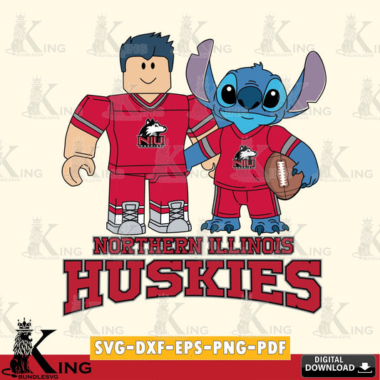 Northern Illinois Huskies Roblox & Stitch Football SVG file , NCAA Cricut,  File cut , Digital Download , PDF File