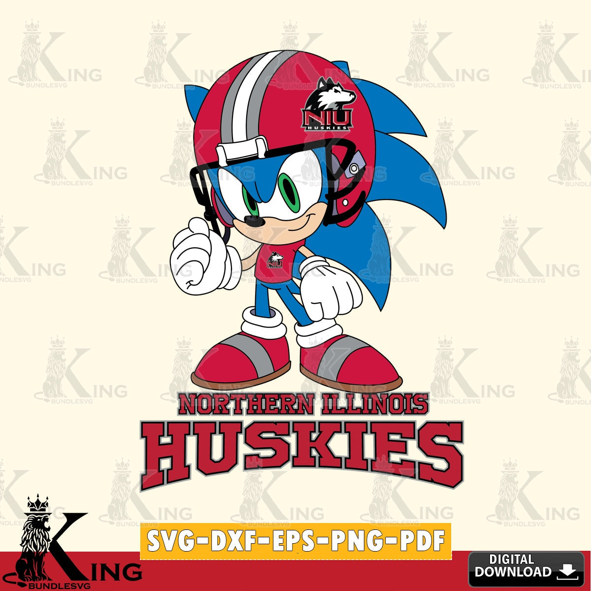 Northern Illinois Huskies Sonic Football Mascot SVG file, Vector , Digital Download , PDF File , Instant Download