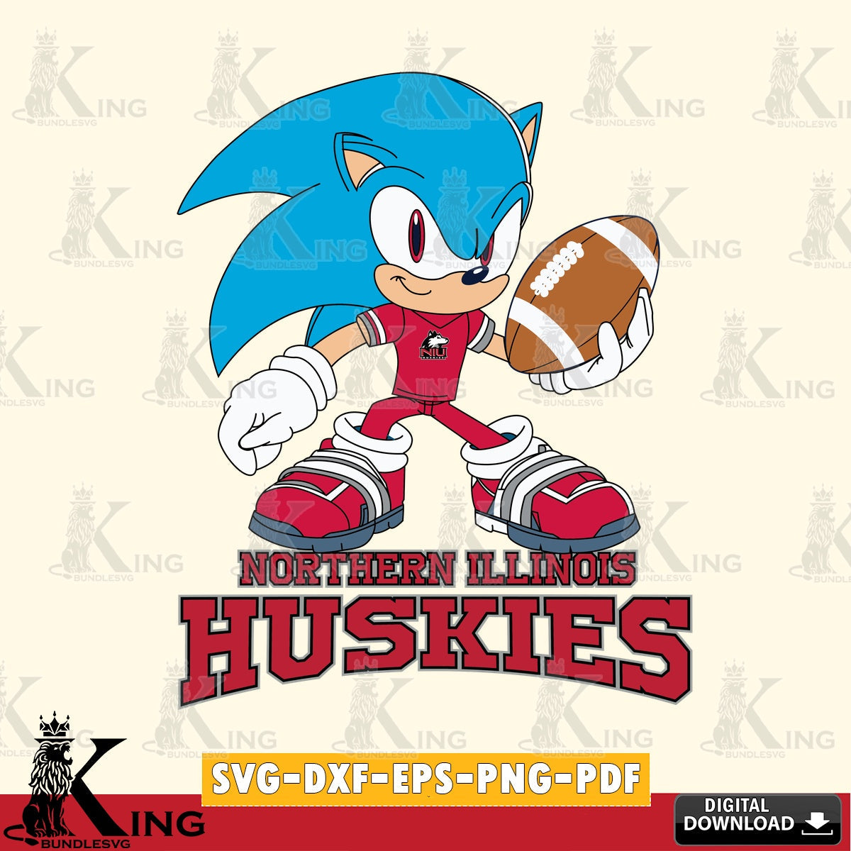 Vector design showing Northern Illinois Huskies Sonic Rugby vector illustration for POD merchandise and apparel
