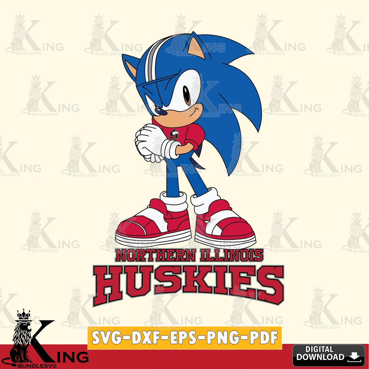 Eye-catching graphic of a Northern Illinois Huskies Sonic cute Football, cut file ideal for vinyl projects and T-shirt printing