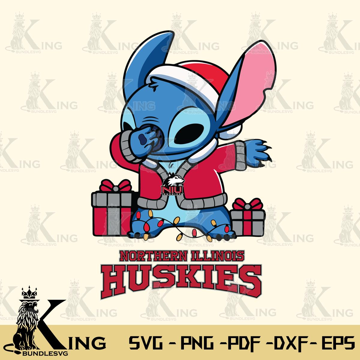 Northern Illinois Huskies Stitch Merry Christmas Svg Eps Dxf Png File, Digital Download