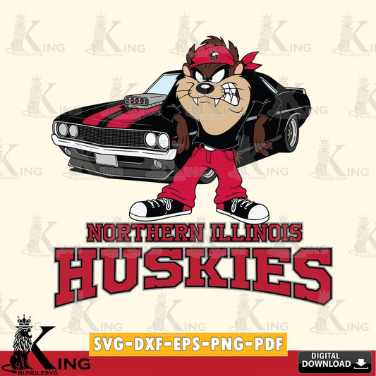 Northern Illinois Huskies Taz Racing Car SVG file, Cut file  , Digital Download , Instant Download, Taz svg, NCAA svg