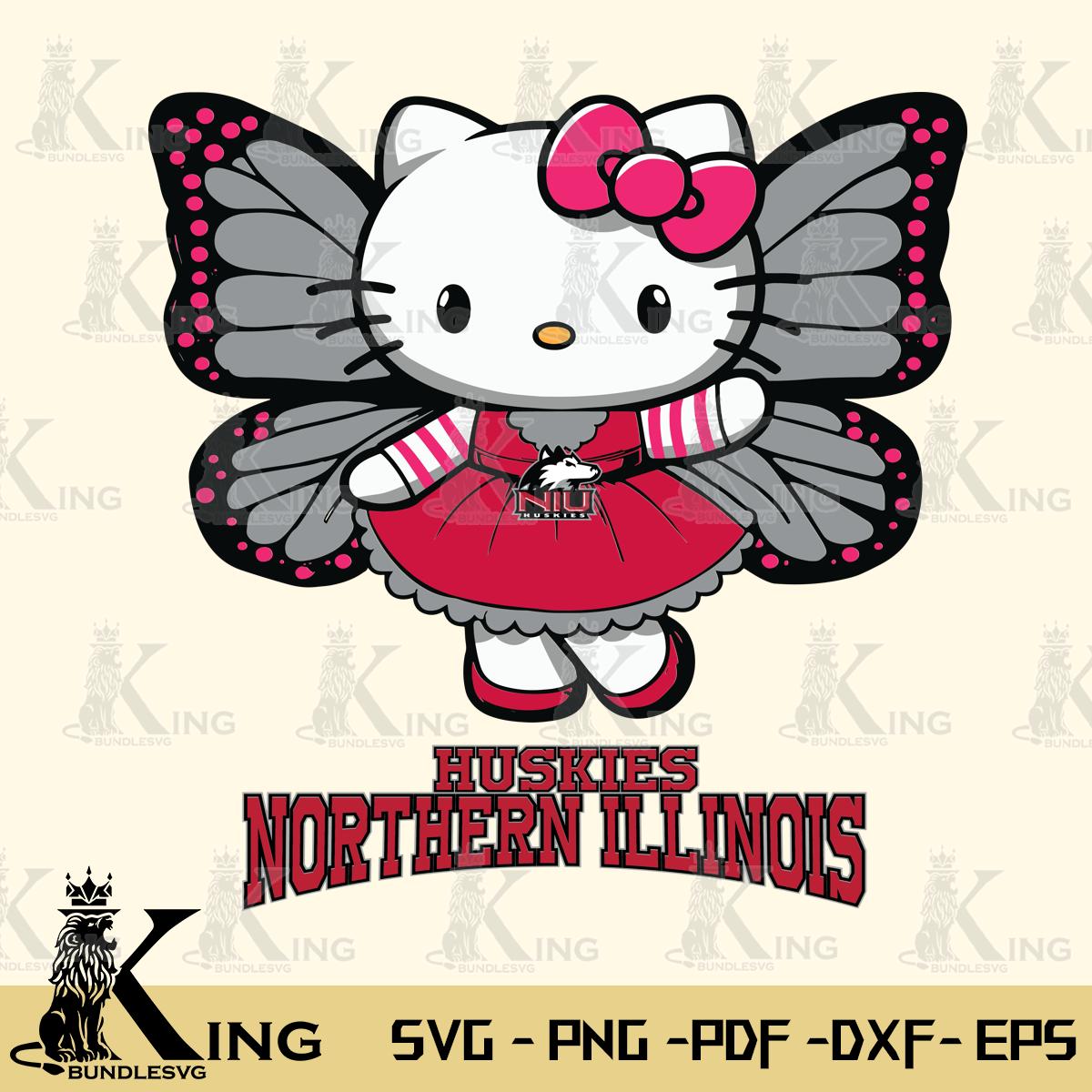 Northern Illinois Huskies Whimsical Kitty Wings Svg Eps Dxf Png File, Digital Download