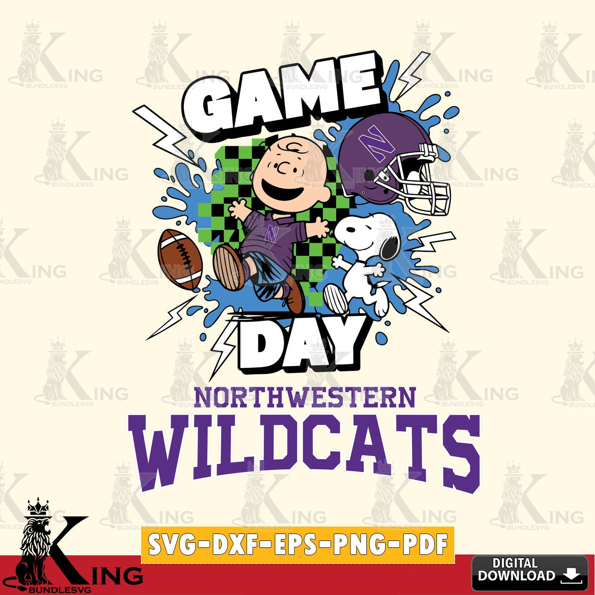 Northwestern Wildcats Game Day Peanuts SVG, Cricut, Cut file  , Digital Download , Instant Download, Peanuts svg, NCAA svg, Football svg, Sport svg