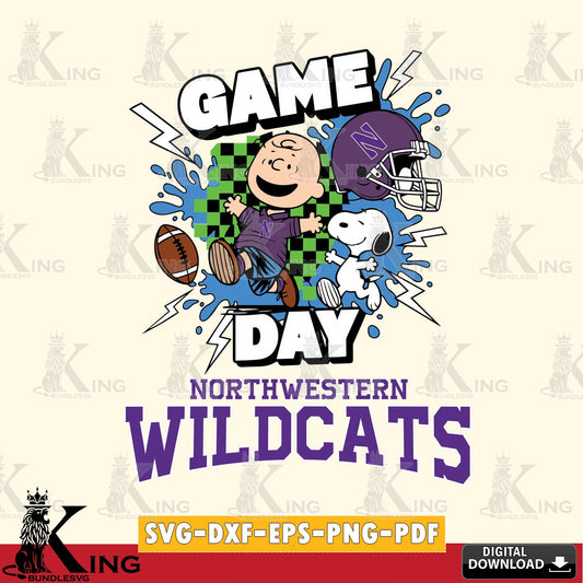 Northwestern Wildcats Game Day Peanuts SVG, Cricut, Cut file  , Digital Download , Instant Download, Peanuts svg, NCAA svg, Football svg, Sport svg