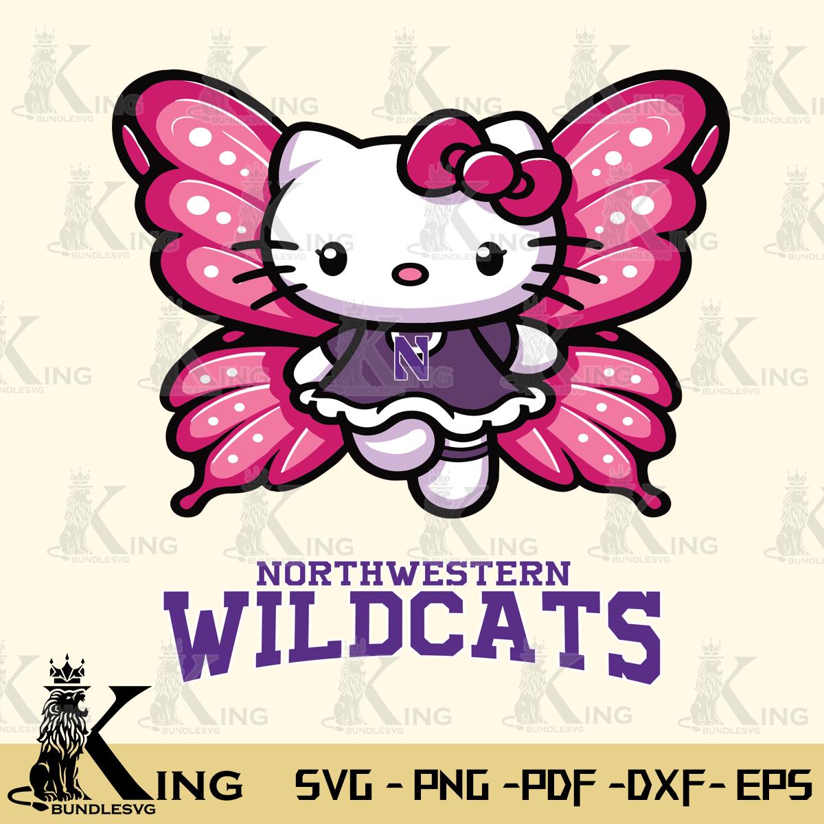 Northwestern Wildcats Hello Kitty Dreamscape Svg Eps Dxf Png File, Digital Download