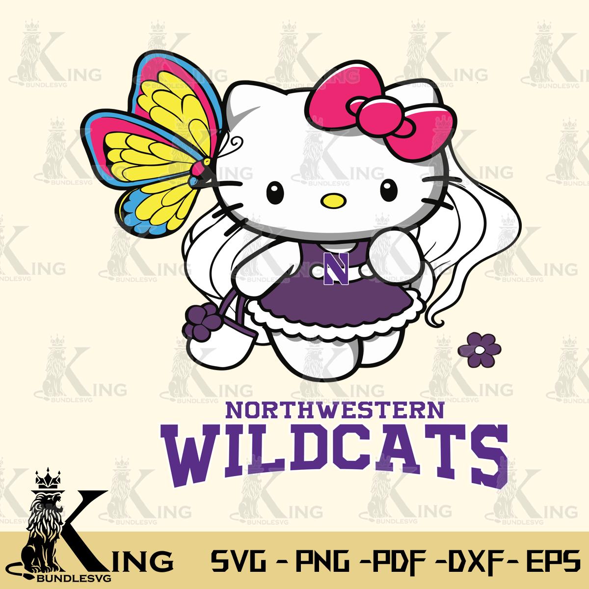 Northwestern Wildcats Kitty Cartoon Svg Eps Dxf Png File, Digital Download