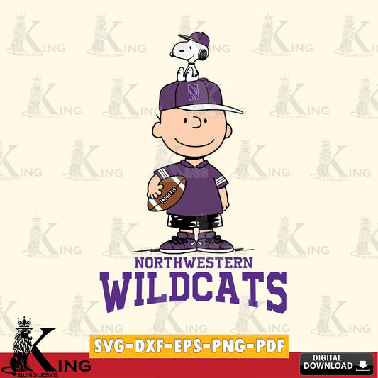 Northwestern Wildcats Peanuts Football Rugby SVG, Cricut, Cut file  , Digital Download , Instant Download, Peanuts svg, NCAA svg, Football svg, Sport svg