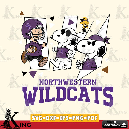Northwestern Wildcats Peanuts Joe Cool SVG, Cricut, Cut file  , Digital Download , Instant Download, Peanuts svg, NCAA svg, Football svg, Sport svg