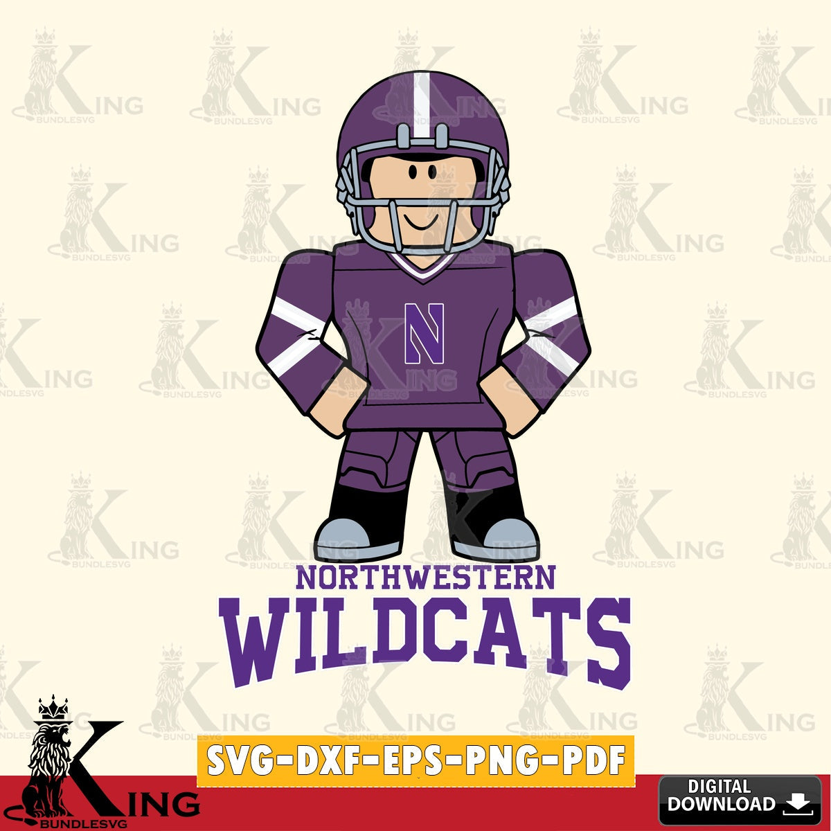 Northwestern Wildcats Roblox Cool Football SVG file , NCAA Cricut,  File cut , Digital Download , PDF File