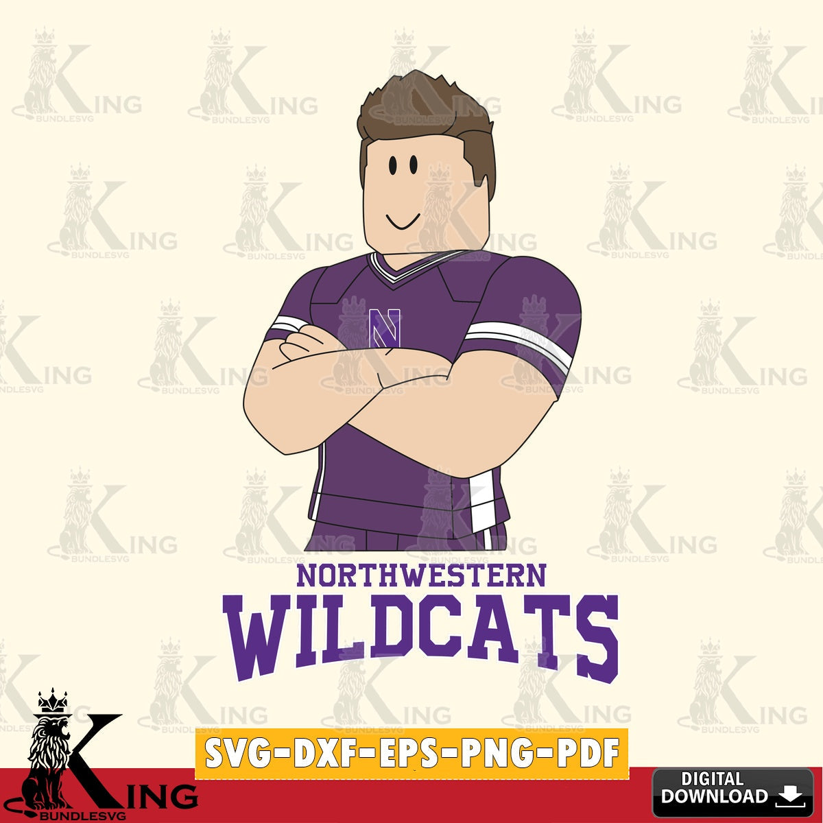 Northwestern Wildcats Roblox Football SVG file , NCAA Cricut,  File cut , Digital Download , PDF File