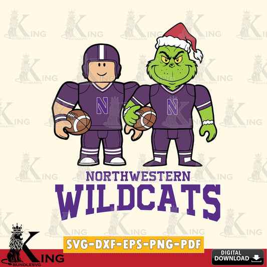 Northwestern Wildcats Roblox & Grinch Football SVG file , NCAA Cricut,  File cut , Digital Download , PDF File